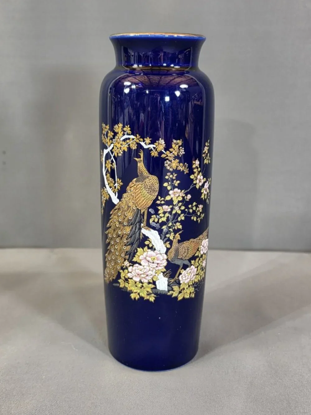 Vintage Japanese Porcelain Vase Hand Painted, 10” T